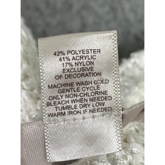 LOFT White Sequin Knit‎ Sweater Tunic Sheer Hem Women's Small - Picture 5 of 10